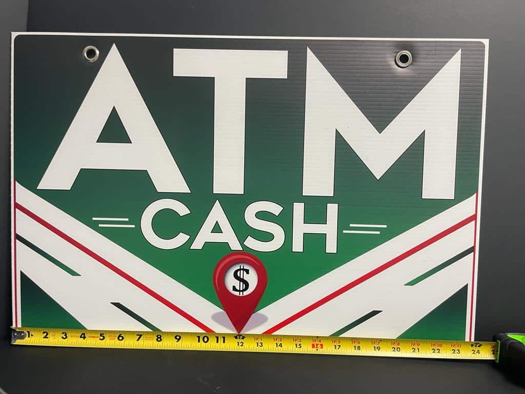 1 Double-Sided Coroplast ATM Sign with Metal Grommet - 16x24 Inches (Green) - Image 5