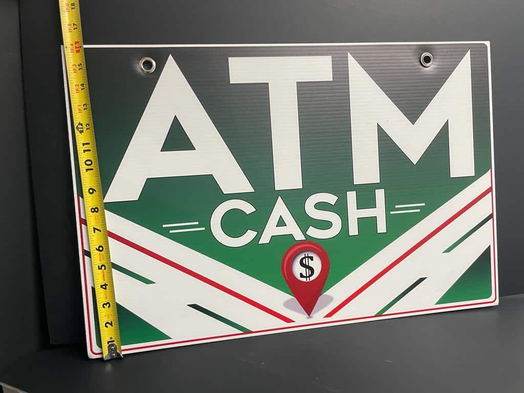 1 Double-Sided Coroplast ATM Sign with Metal Grommet - 16x24 Inches (Green) - Image 4