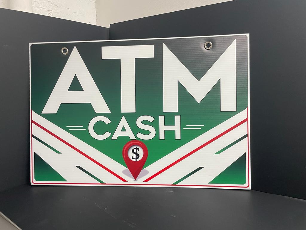 1 Double-Sided Coroplast ATM Sign with Metal Grommet - 16x24 Inches (Green) - Image 3