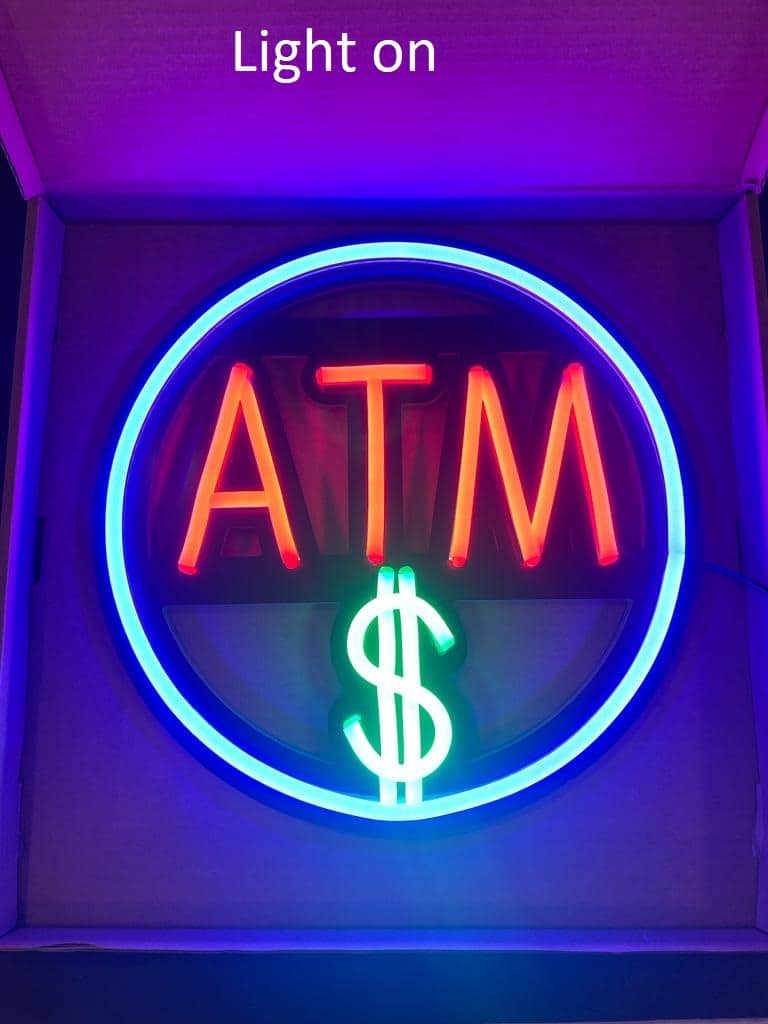 Round ATM Neon Sign ( Red, blue, sky-blue ) - Image 3