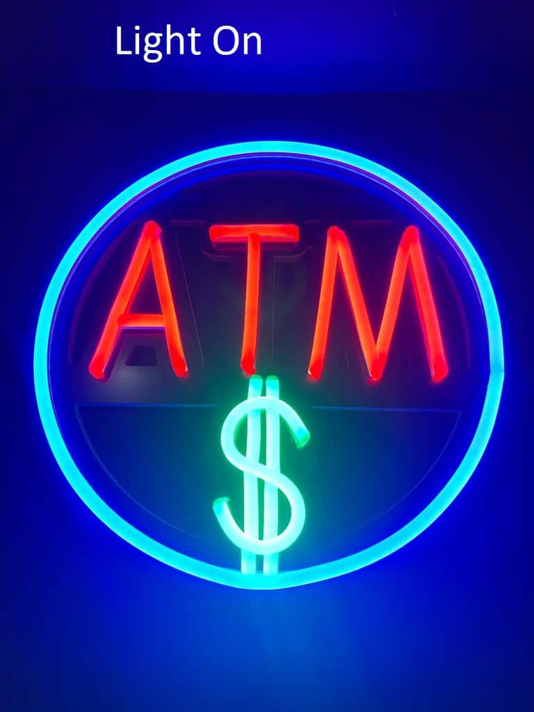 Round ATM Neon Sign ( Red, blue, sky-blue ) - Image 7