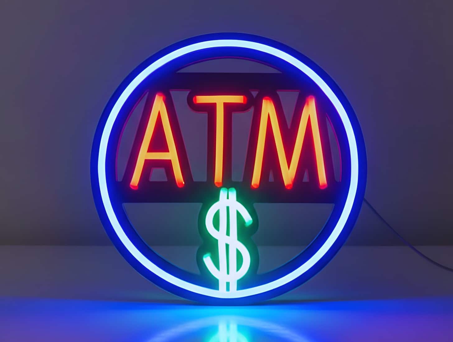 Round ATM Neon Sign ( Red, blue, sky-blue )