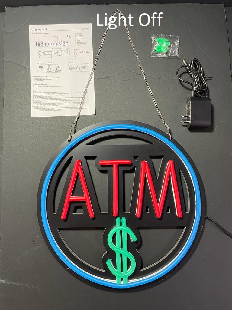 Round ATM Neon Sign ( Red, blue, sky-blue ) - Image 2