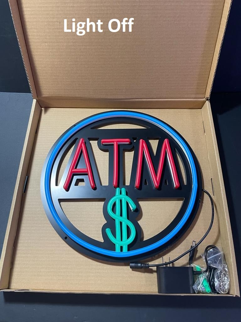 Round ATM Neon Sign ( Red, blue, sky-blue ) - Image 4