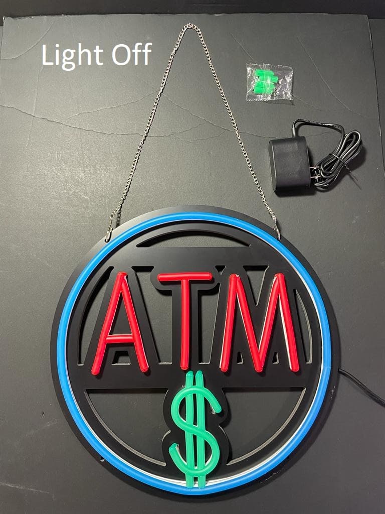 Round ATM Neon Sign ( Red, blue, sky-blue ) - Image 6