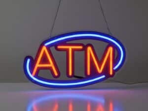 ATM Neon Sign Oval Shape (Blue)